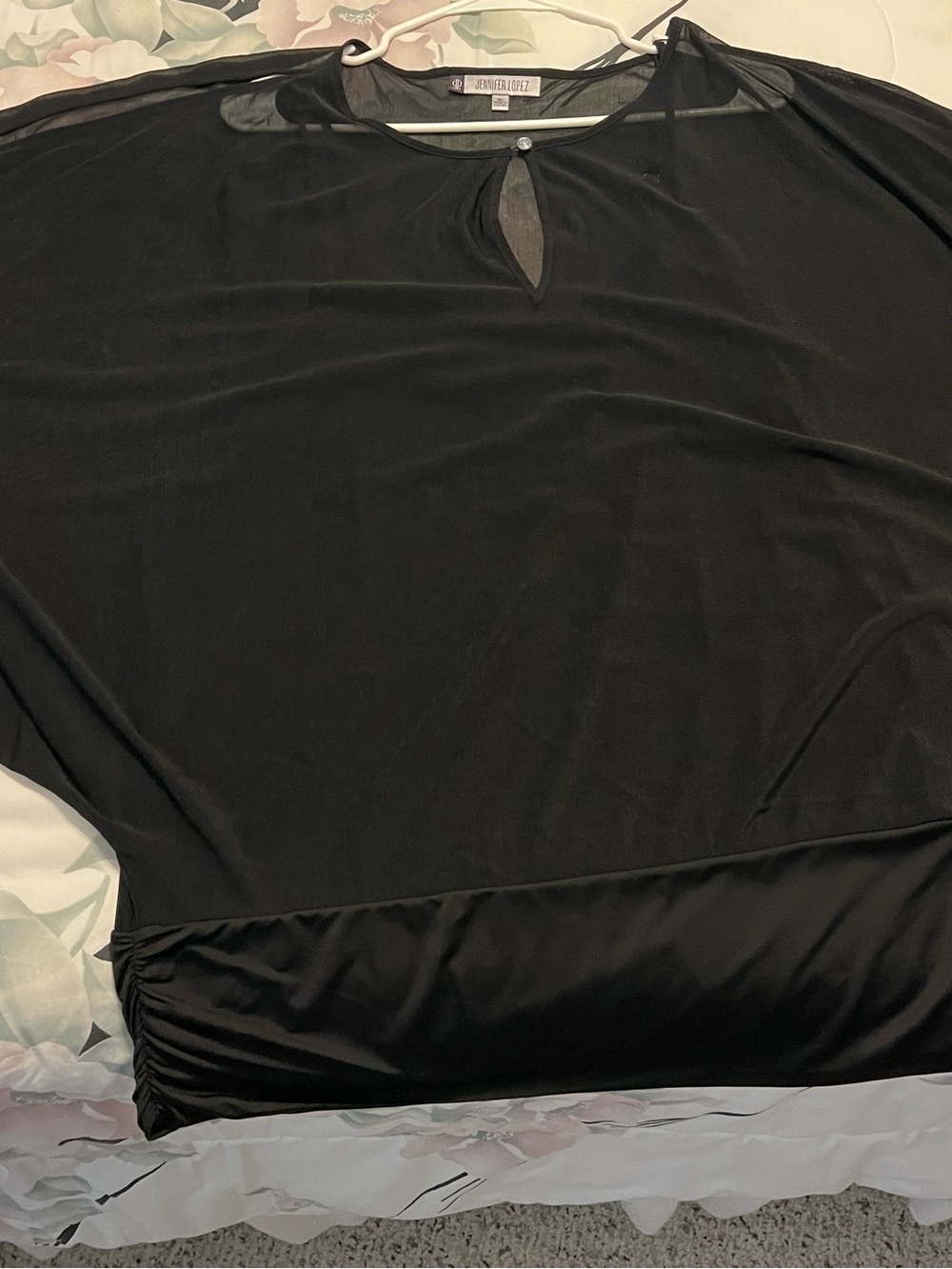 Jennifer Lopez Black bat-winged/ blouson sheer